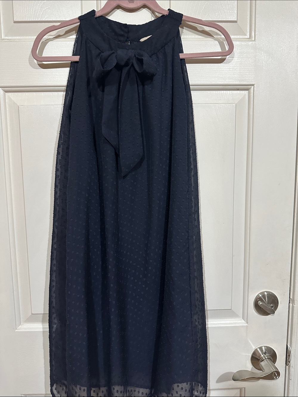 jonathan martin navy midi skirt with tie-neck